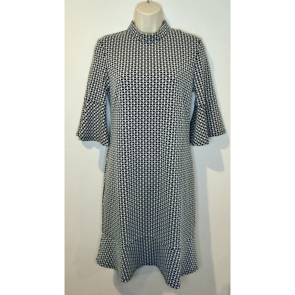 Tyler Boe Mindy Jacquard Mock Neck Black White Dress Sz XS NWT!!